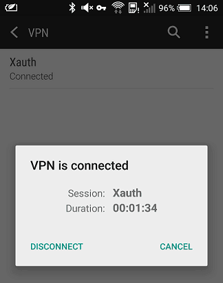 a screenshot of Android VPN Connected